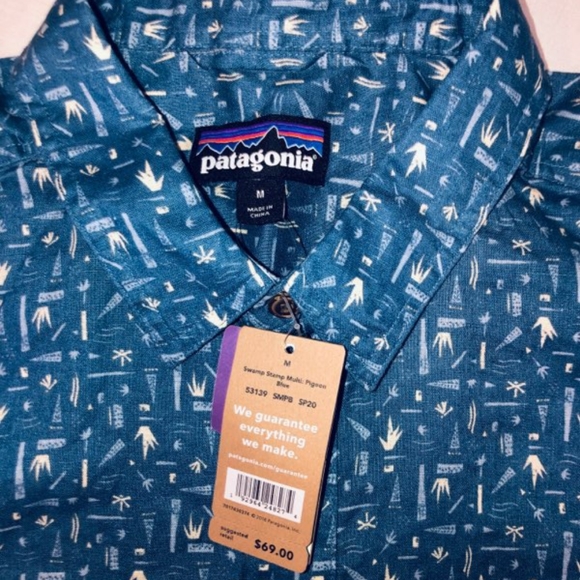 Patagonia Men's Back Step Shirt - Swamp Stamp Multi: Pigeon Blue - Picture 2 of 3